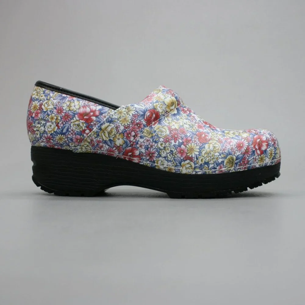 Skechers Ladies 9.5 Candaba Floral Multi Color Leather Nursing Work Clogs Shoes - Picture 4 of 12